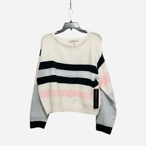 Madden Girl Navy, Pink, and White Striped Sweater